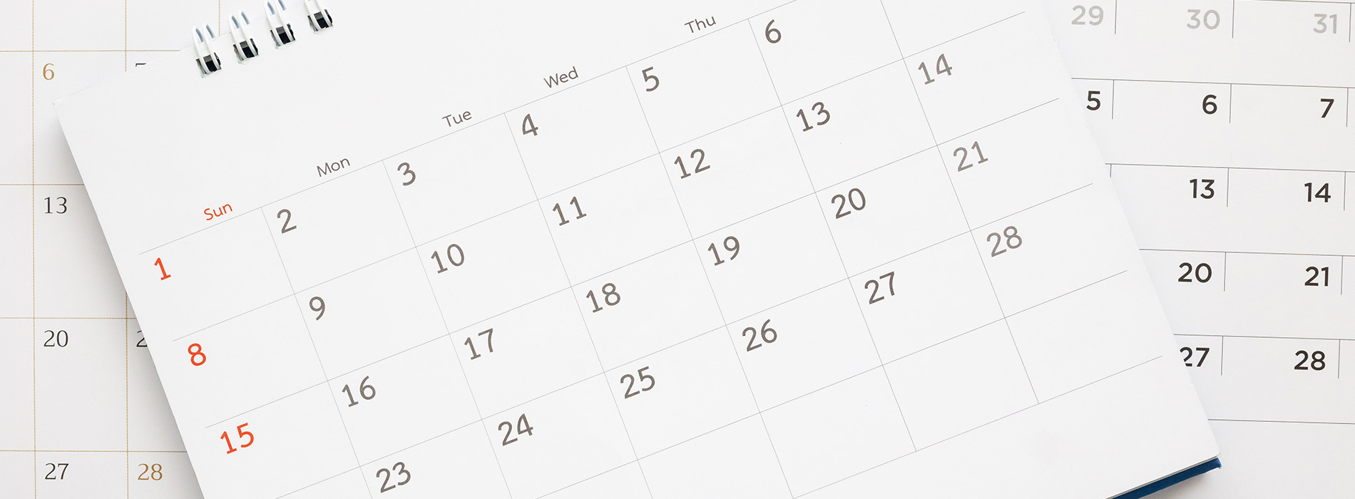 The image displays a calendar with dates from April through September 2023, presented in a vertical orientation, set against a white background with a slight shadow effect, and the calendar appears to be printed on paper.