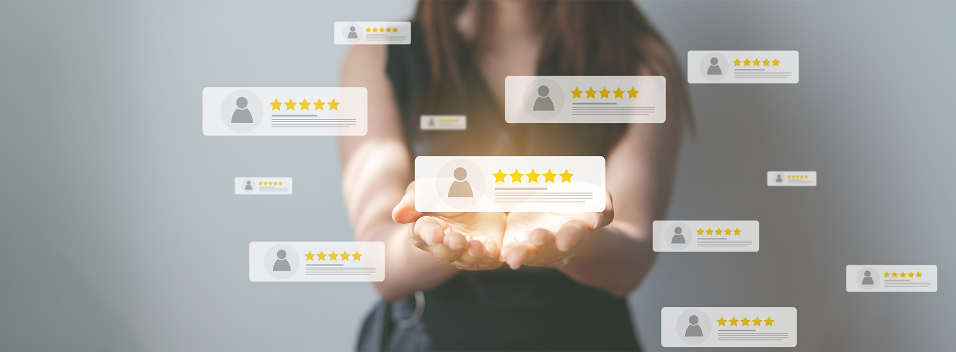 The image shows a person with their back to the camera, standing in front of a wall, with multiple social media icons displayed around them, suggesting an emphasis on online presence or interaction.