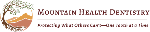 The image shows a logo with text that reads  Mountain Health District  and includes an emblem of a mountain, a tree, and a heart.